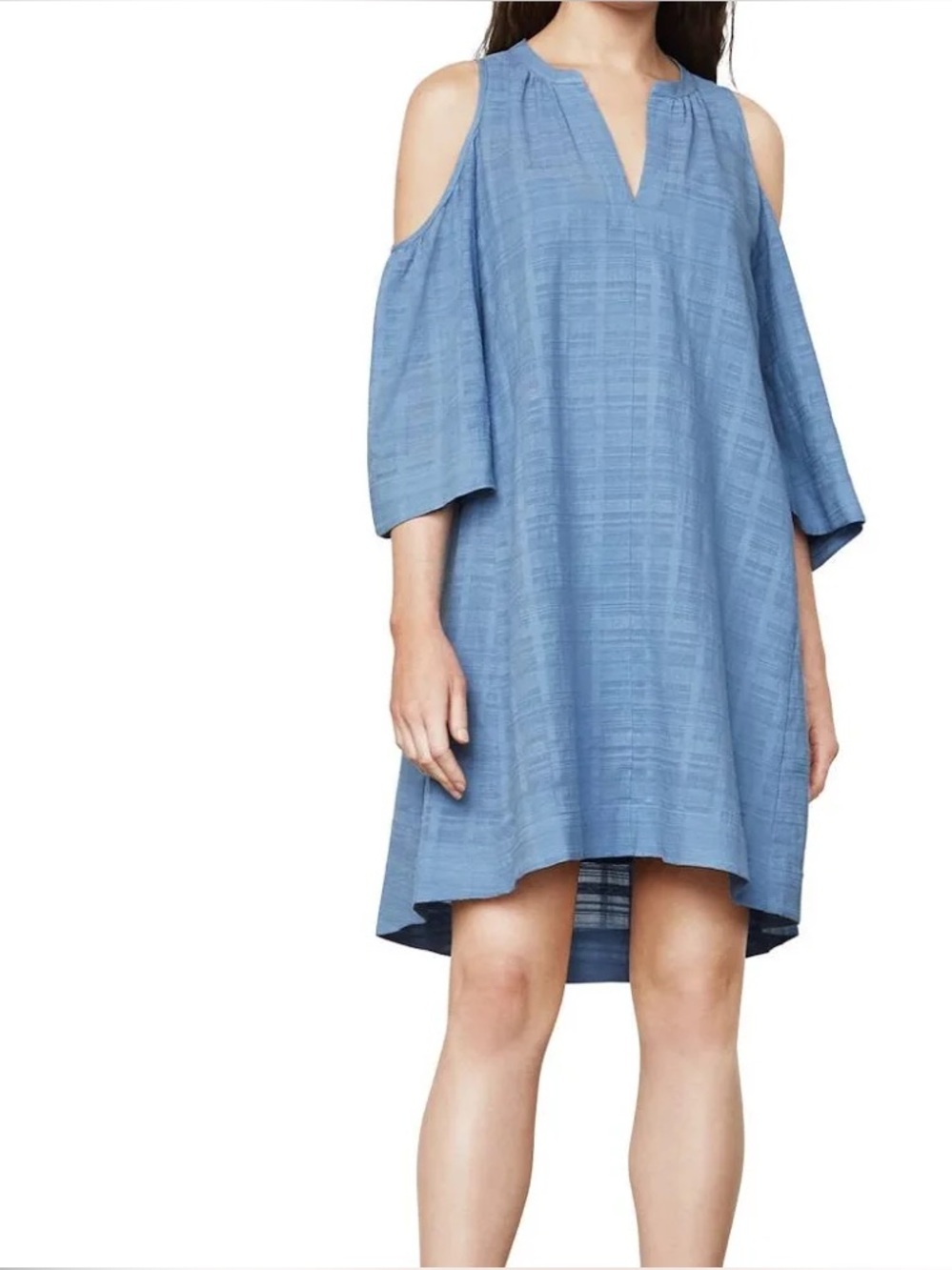 BCBGMaxAzria Regan - Light Blue Cold-Shoulder V-Neck Dress